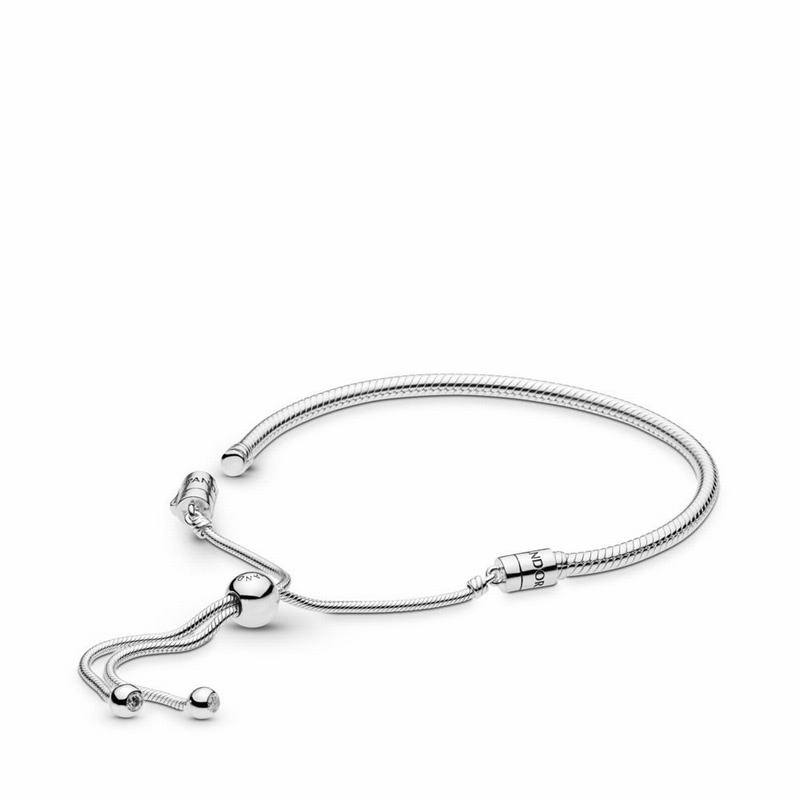 Pandora Moments Snake Chain Slider Bracelet - Sterling Silver/Silicone/Cubic Zirconia - Canada | GT2